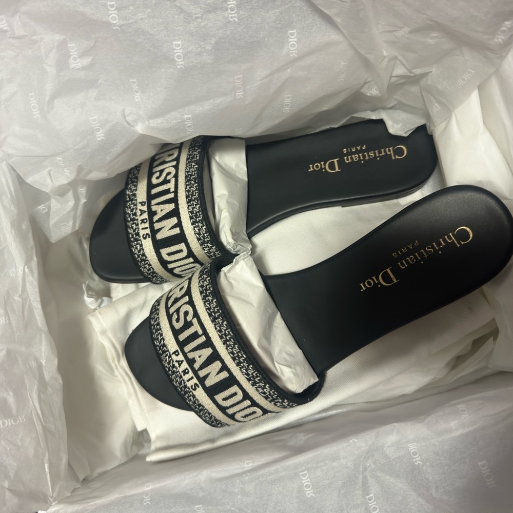 Dior Black and White Slide Sandals